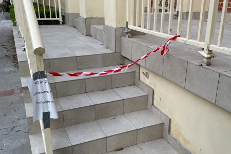 Outdoor tiles on stairs